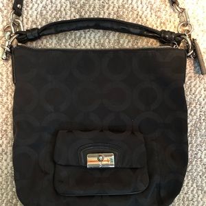 COACH black C canvas and leather bag